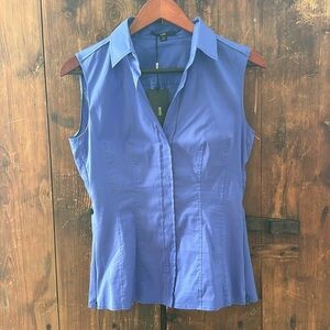 DKNY Blue Sleeveless Button Down Shirt